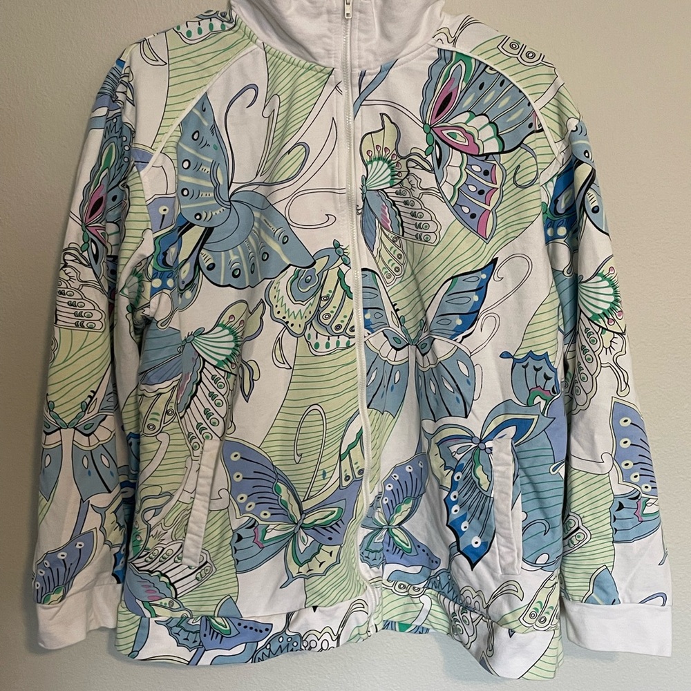 80s Retro Colorful Butterfly Print Zip-Up Hoodie 🍀 3